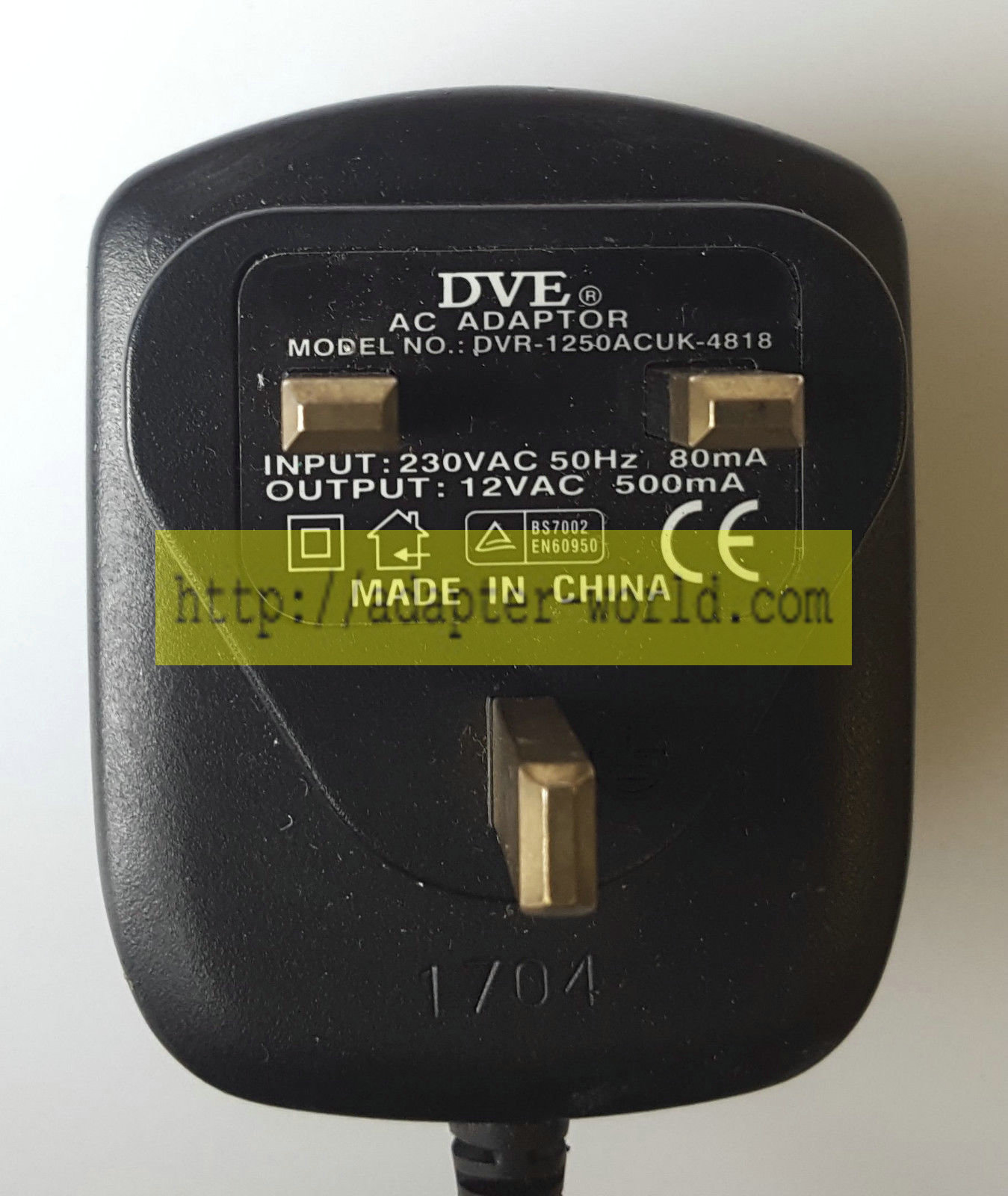 *Brand NEW*DVE DVR-1250ACUK-4818 12V 0.5A AC/DC ADAPTER POWER SUPPLY